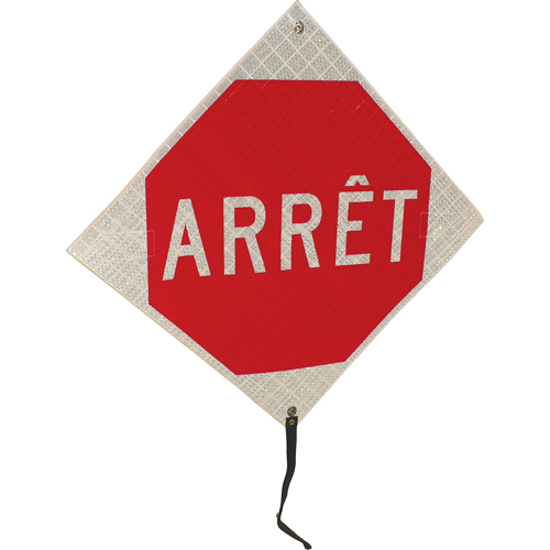 "Arr&ecirc;t" Rolled-Up Traffic Sign, 24" x 24", Vinyl, French EastCoast Offshore Supplies