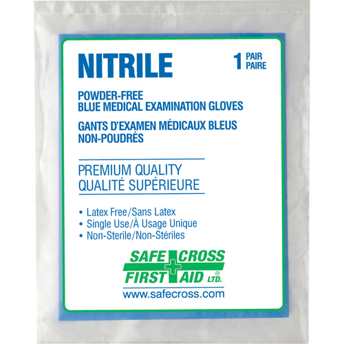 Gants d'examen m&eacute;dical, Grand, Nitrile, 5 mils, Sans poudre, Transparent, Classe 2 EastCoast Offshore Supplies