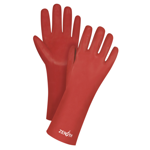 Gants rouges &agrave; fini doux r&eacute;sistants aux produits chimiques, Taille 9, 14" lo, PVC, Doublure en Interlock, 47-mil EastCoast Offshore Supplies