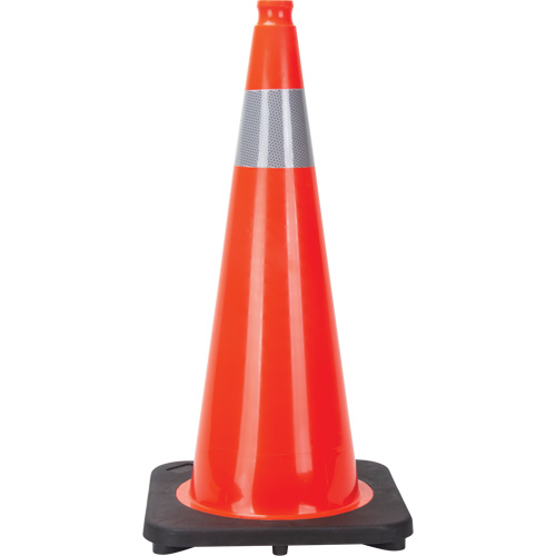 C&ocirc;ne de signalisation, 28", Orange, Bande(s) r&eacute;fl&eacute;chissante(s) 4" EastCoast Offshore Supplies