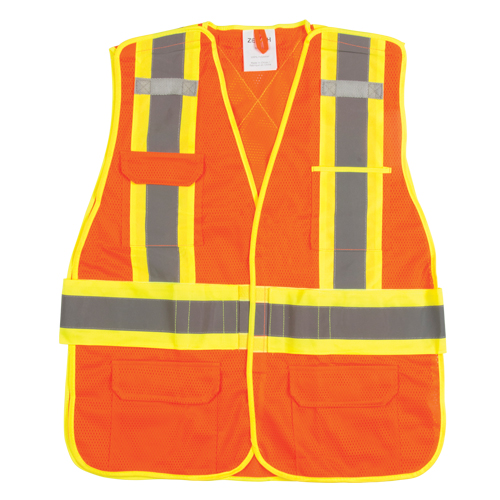 CSA Compliant High Visibility Surveyor Vest, High Visibility Orange, Large, Polyester EastCoast Offshore Supplies