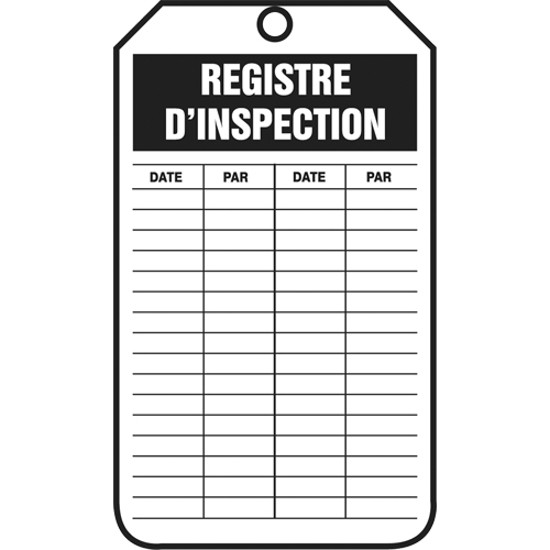 &eacute;tiquettes de s&eacute;curit&eacute; d'inspection et de contr&ocirc;le de l'&eacute;tat de l'&eacute;quipement, Papier cartonn&eacute;, 3-1/8" la x 5-7/8" h, Français EastCoast Offshore Supplies