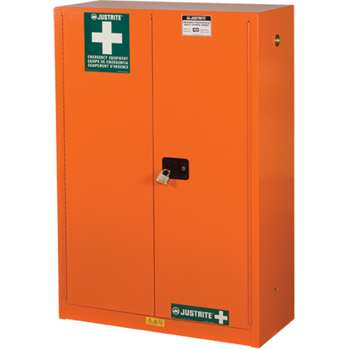 Emergency Preparedness Storage Cabinets, Steel, 4 Shelves, 65" H x 43" W x 18" D, Orange EastCoast Offshore Supplies