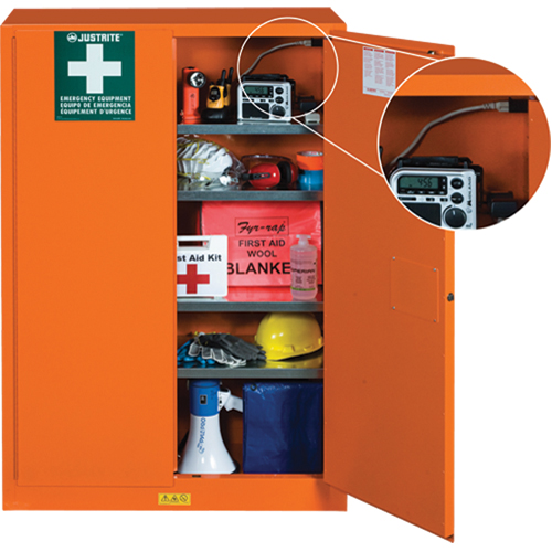 Emergency Preparedness Storage Cabinets, Steel, 4 Shelves, 65" H x 43" W x 18" D, Orange EastCoast Offshore Supplies