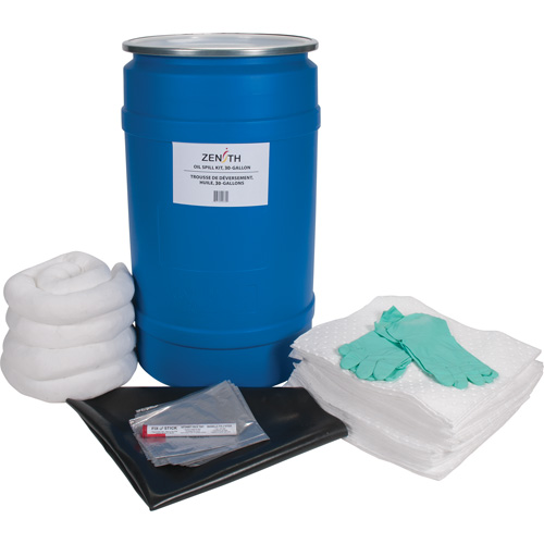Trousse de lutte contre les d&eacute;versements pour &eacute;tabli, Huile seulement, Baril, Absorbance de 30 gal. US EastCoast Offshore Supplies