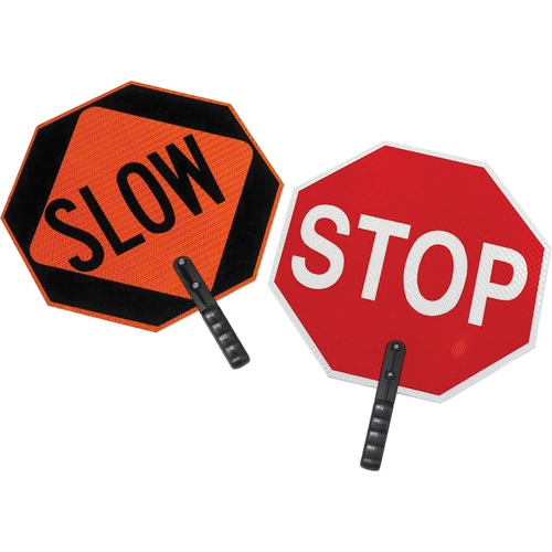 Double-Sided "Stop/Slow" Traffic Control Sign, 18" x 18", Plastic, English with Pictogram EastCoast Offshore Supplies