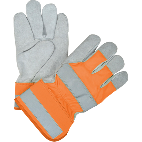 Gants d'ajusteur haute visibilit&eacute; de premi&egrave;re qualit&eacute;, Grand, Paume en Cuir de vache refendu, Doublure en Coton EastCoast Offshore Supplies