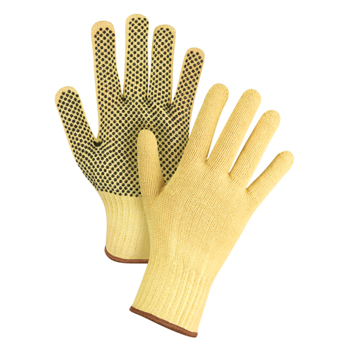 Gants tricot&eacute;s sans couture &agrave; pois, Taille Grand/9, Calibre 7, Rev&ecirc;tement PVC, Enveloppe en Kevlar, ASTM ANSI niveau A2/EN 388 niveau 3 EastCoast Offshore Supplies