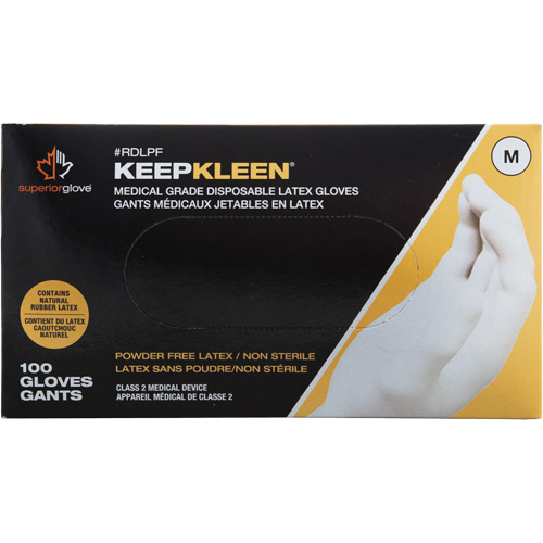 Gants jetables de calibre examen m&eacute;dical KeepKleen, Grand, Latex, 5 mils, Sans poudre, Blanc, Classe 2 EastCoast Offshore Supplies