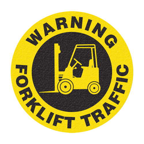 "Warning Forklift Traffic" Floor Sign, Adhesive, English with Pictogram EastCoast Offshore Supplies