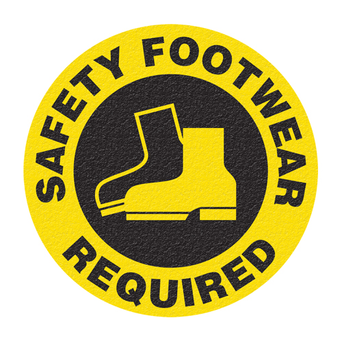 "Safety Footwear" Floor Sign, Adhesive, English with Pictogram EastCoast Offshore Supplies