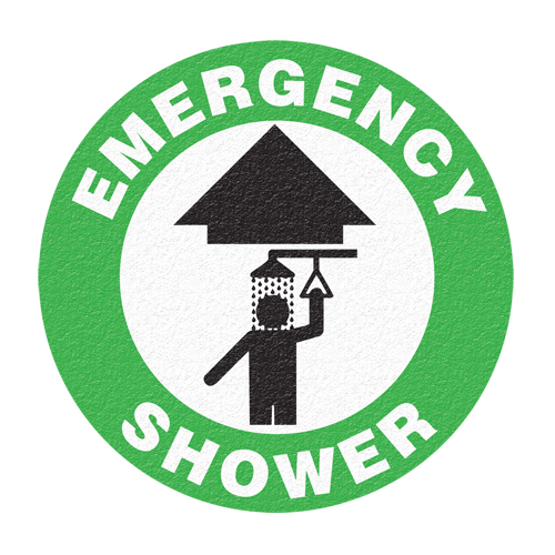 "Emergency Shower" Floor Sign, Adhesive, English with Pictogram EastCoast Offshore Supplies