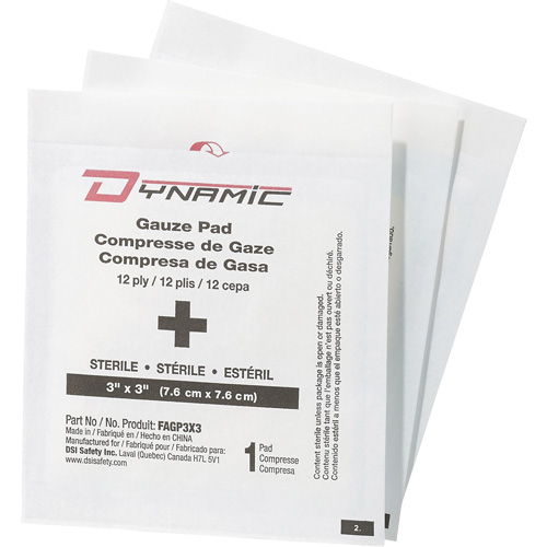 Gaze Dynamic, Tampon, 3" lo x 3" la, St&eacute;rile, Dispositif m&eacute;dical Classe 1 EastCoast Offshore Supplies