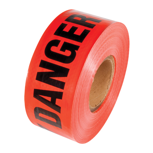 Ruban renforc&eacute; pour barricade, Anglais, 3" la x 500' lo, 5 mils, Noir/rouge EastCoast Offshore Supplies