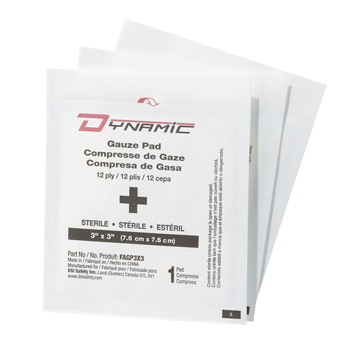 Gaze Dynamic, Tampon, 3" lo x 3" la, St&eacute;rile, Dispositif m&eacute;dical Classe 1 EastCoast Offshore Supplies