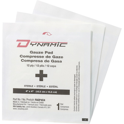Gaze Dynamic, Tampon, 4" lo x 4" la, St&eacute;rile, Dispositif m&eacute;dical Classe 1 EastCoast Offshore Supplies