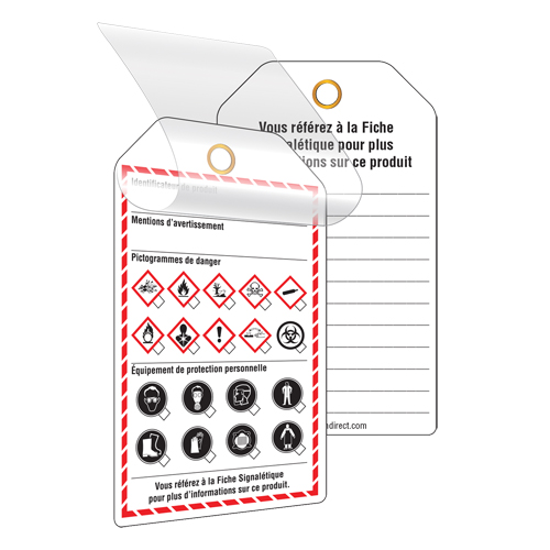 &eacute;tiquettes auto-plastifiantes pour le milieu de travail, Papier cartonn&eacute;, 3-3/8" la x 5-3/4" h, Français EastCoast Offshore Supplies