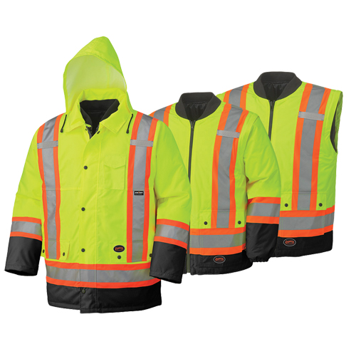 5021BB Waterproof 6-in-1 Safety Parka, High Visibility Lime-Yellow, 2X-Large EastCoast Offshore Supplies