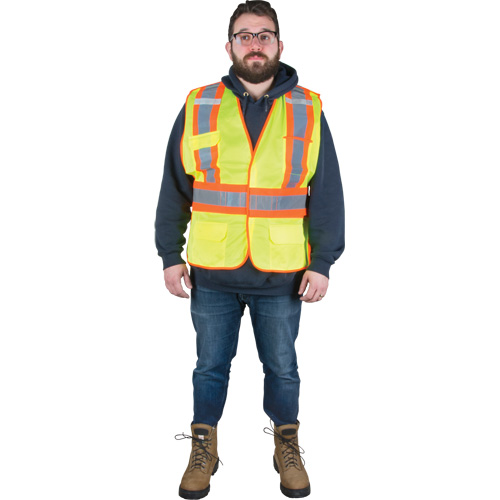 Flame-Resistant Surveyor Vest, High Visibility Lime-Yellow, Medium, Polyester EastCoast Offshore Supplies