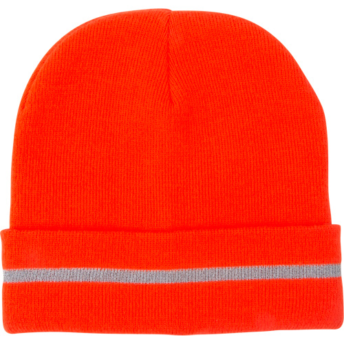 Bonnet en tricot haute visibilit&eacute; avec bande r&eacute;fl&eacute;chissante, Orange haute visibilit&eacute;, Acrylique EastCoast Offshore Supplies