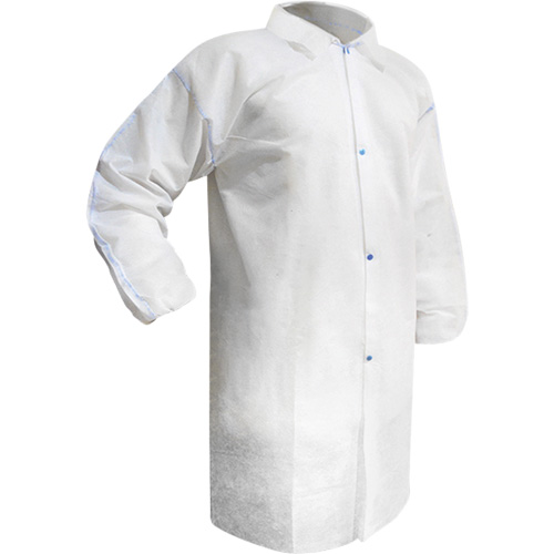 Disposable Lab Coat, Polypropylene, White, Medium EastCoast Offshore Supplies