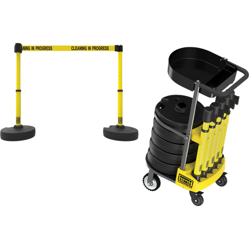 PLUS Barrier Post Cart Kit with Tray, 75' L, Metal, Yellow EastCoast Offshore Supplies