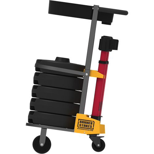 PLUS Barrier Post Cart Kit with Tray, 75' L, Metal, Yellow EastCoast Offshore Supplies