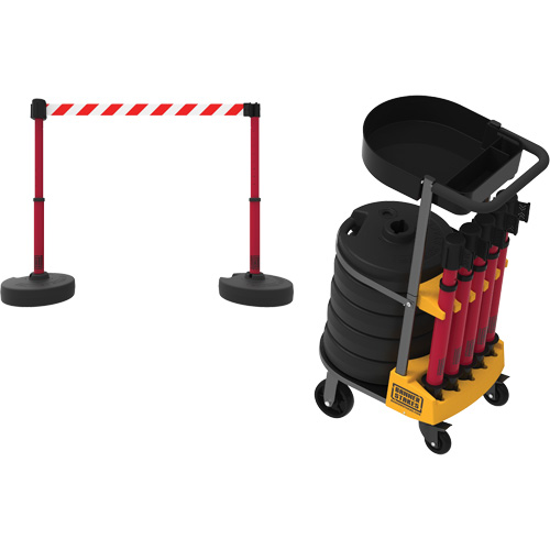 PLUS Barrier Post Cart Kit with Tray, 75' L, Metal, Yellow EastCoast Offshore Supplies