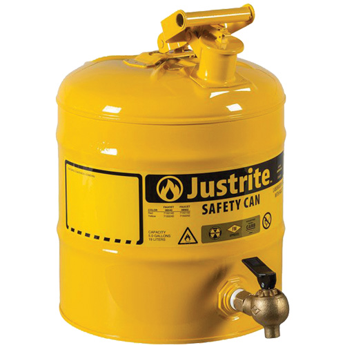 Safety Shelf Can, Type I, Steel, 5 US gal., Yellow, FM Approved EastCoast Offshore Supplies