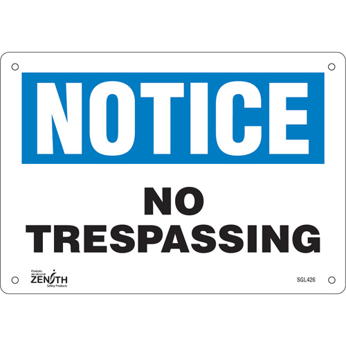 Enseigne No Trespassing, 7" x 10", Plastique, Anglais EastCoast Offshore Supplies