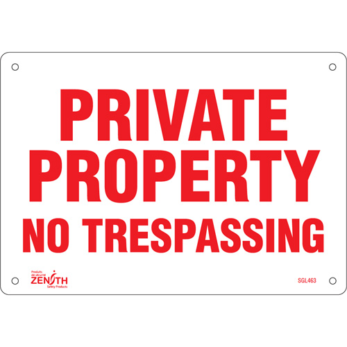 Enseigne Private Property, 7" x 10", Aluminium, Anglais EastCoast Offshore Supplies