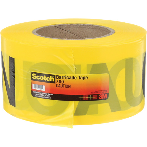 Ruban pour barri&egrave;res pour services publics souterrains Scotch, Anglais, 3" la x 1000' lo, 2 mils, Noir sur jaune EastCoast Offshore Supplies