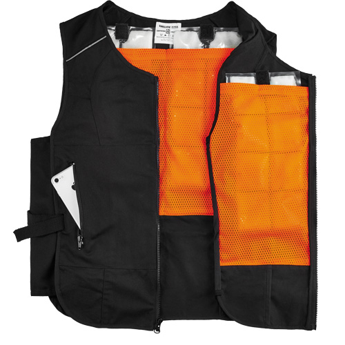 Chill-Its&reg; 6260 Lightweight Phase Change Cooling Vest with Packs, Small/Medium, Black EastCoast Offshore Supplies