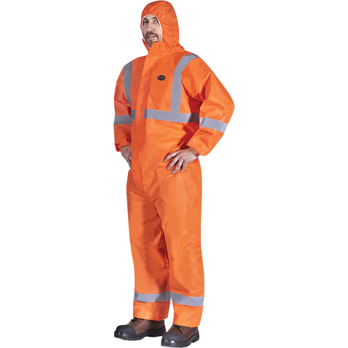 2077 Hooded Coveralls with Reflective Tape, Small, Orange, SMS EastCoast Offshore Supplies