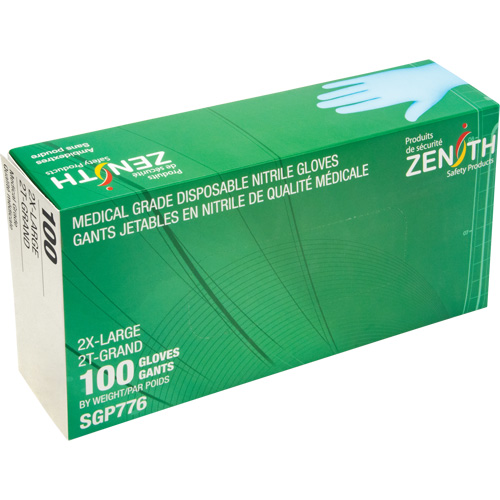 Gants jetables de calibre m&eacute;dical r&eacute;sistants &agrave; la perforation, 2T-Grand, Nitrile, 4,5 mils, Sans poudre, Bleu, Classe 2 EastCoast Offshore Supplies