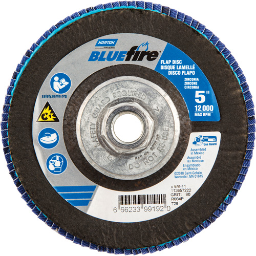 BlueFire&reg; Flap Disc, 5" x 5/8"-11, Type 29, 80 Grit, Zirconia Alumina EastCoast Offshore Supplies