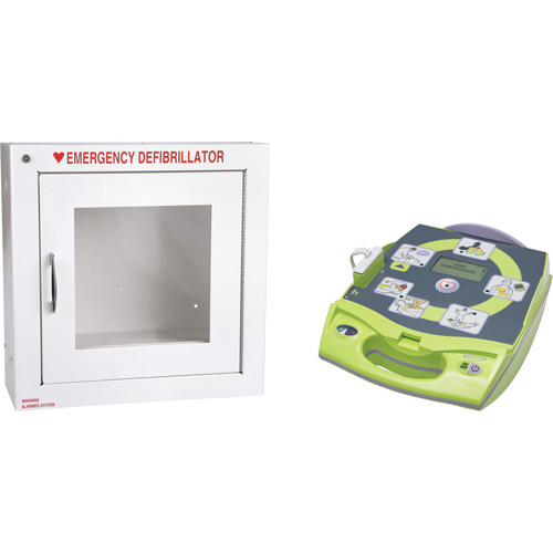 AED Plus&reg; Defibrillator with Alarmed Flush Wall Cabinet, Automatic, English, Class 4 EastCoast Offshore Supplies