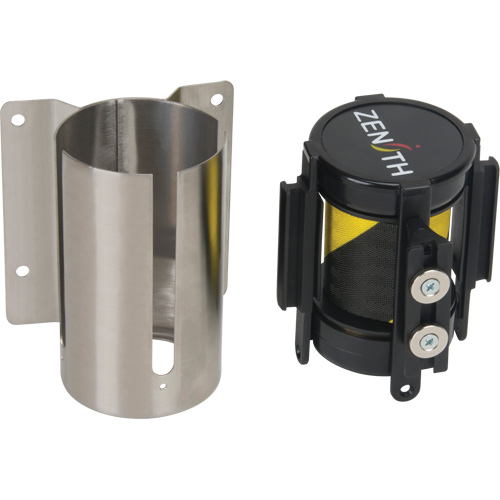 Wall Mount Barrier with Magnetic Tape, Steel, Screw Mount, 7', Black and Yellow Tape EastCoast Offshore Supplies