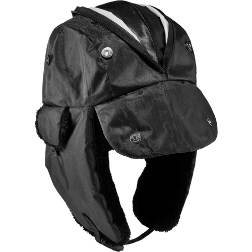 N-Ferno&reg; Zippered Trapper Hat, Polyurethane/Satin Lining, Medium/Small, Black EastCoast Offshore Supplies