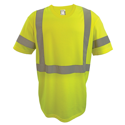 Short Sleeve Safety T-Shirt, Polyester, 2X-Large, High Visibility Lime-Yellow EastCoast Offshore Supplies