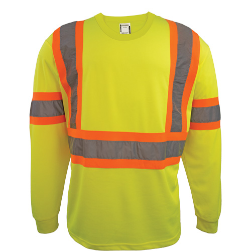 Long Sleeve Safety Shirt, Polyester, 2X-Large, High Visibility Lime-Yellow EastCoast Offshore Supplies