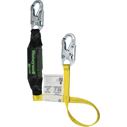 Miller&reg; HP Shock-Absorbing Lanyard, 4', Locking Snap Hook Center, Locking Snap Hook Leg Ends, Polyester EastCoast Offshore Supplies