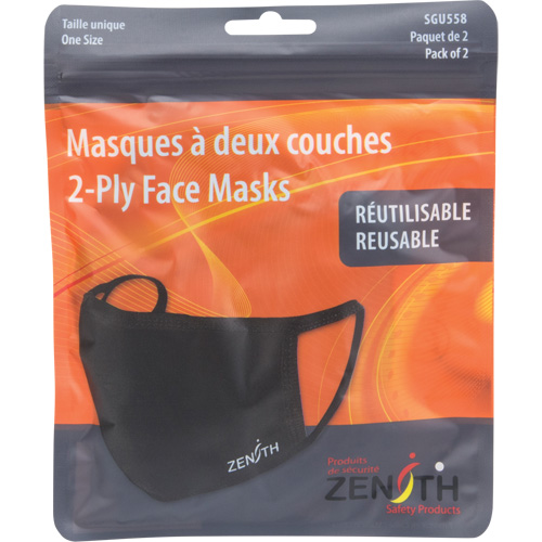 2-Ply Reusable Face Masks, Polyester, Black EastCoast Offshore Supplies