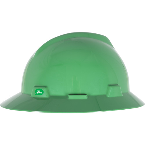Casque de s&eacute;curit&eacute; &agrave; bord complet V-Gard GREEN avec fentes, R&eacute;pond aux normes CSA type 1, Suspension Rochet EastCoast Offshore Supplies