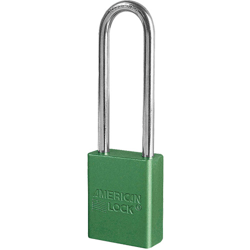 Cadenas de s&eacute;curit&eacute; American Lock, Vert, Cl&eacute;s diff&eacute;rentes, Aluminium, Largeur de 1-1/2" EastCoast Offshore Supplies
