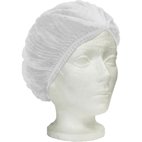 Bonnet bouffant pliss&eacute; Ronco Care, Polypropyl&egrave;ne, 24", Blanc EastCoast Offshore Supplies