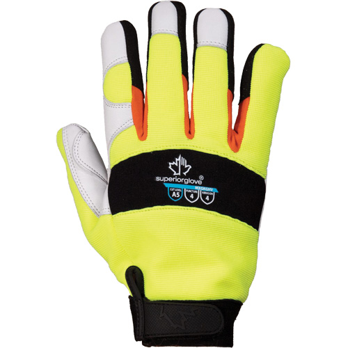ClutchGear&reg; High-Visibility Mechanic's Gloves, Grain Goatskin Palm, Size Medium EastCoast Offshore Supplies