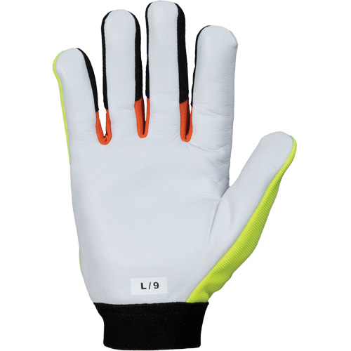 ClutchGear&reg; High-Visibility Mechanic's Gloves, Grain Goatskin Palm, Size Medium EastCoast Offshore Supplies