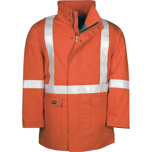 Parka dhiver &agrave; doublure matelass&eacute;e AllOut Westex UltraSoft avec bandes r&eacute;fl&eacute;chissantes, Moyen (grande taille), Orange haute visibilit&eacute;, 46 cal/cm² EastCoast Offshore Supplies