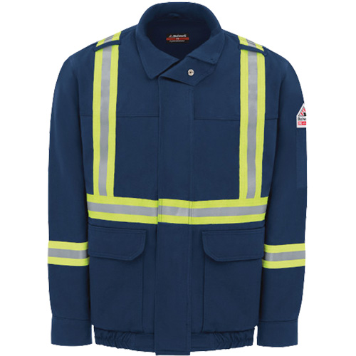 Men's Lined Bomber Jacket with Reflective Trim, Small, Navy Blue, 29 cal/cm² EastCoast Offshore Supplies